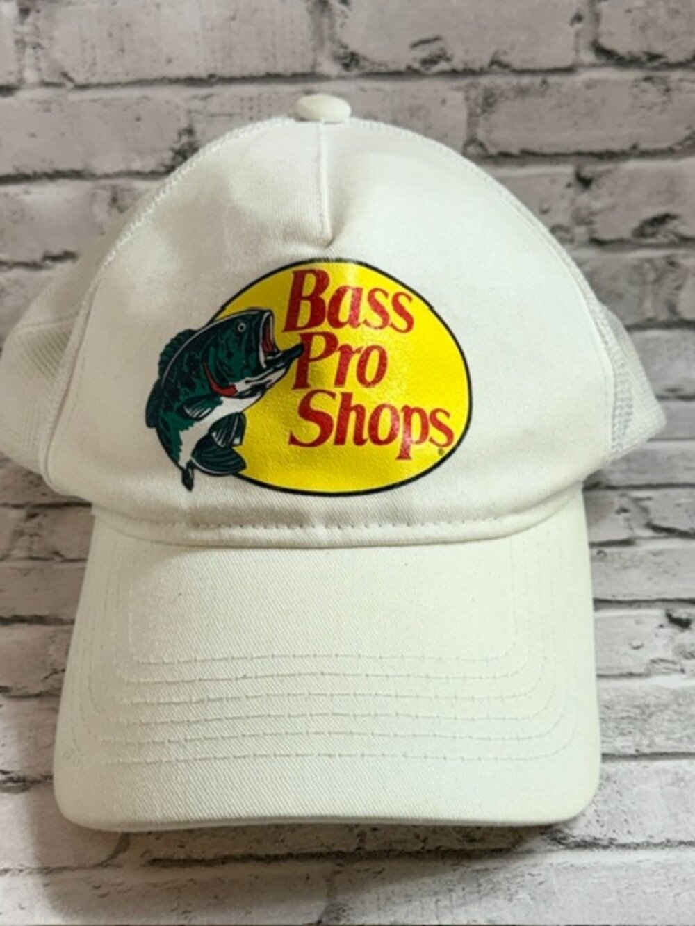 Vintage Bass Pro Shops Hat Cap Snapback White Gone Fishing